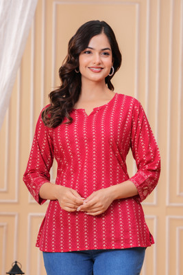 JIVANSH FAB Women Printed A-line Kurta(Maroon)