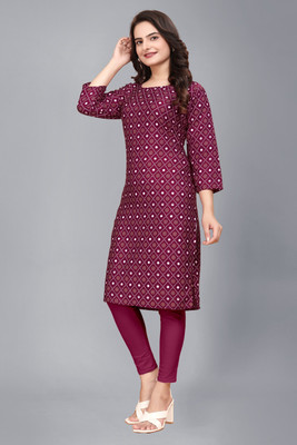 Shiv Women Floral Print A-line Kurta(Maroon)