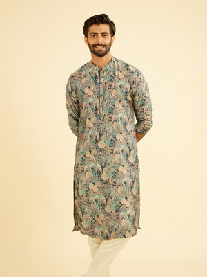 MANYAVAR Men Printed Straight Kurta(Multicolor)