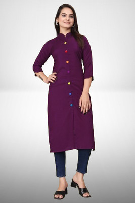 AMAP Women Printed Anarkali Kurta(Purple)
