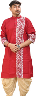 AMIT ONLINE Men Self Design Ethnic Dress Kurta(Maroon)