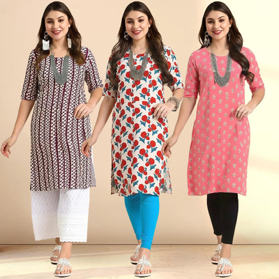 1 Stop Fashion Women Printed A-line Kurta(Multicolor)