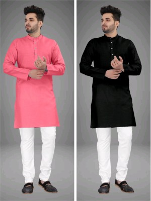 CRYSTALREVENUE Men Solid Straight Kurta(Multicolor)