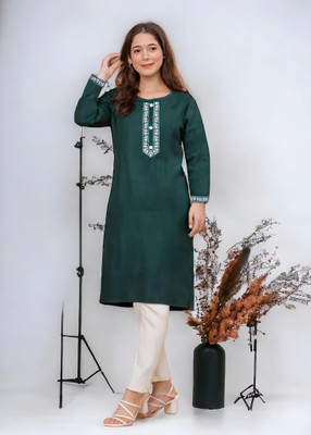 Stylish Fancy Cloth Women Embroidered A-line Kurta(Maroon)