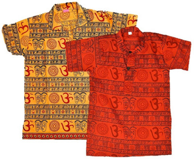 pk hub Baby Boys & Baby Girls Printed Straight Kurta(Red, Yellow)
