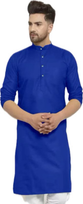 VINAARI Men Solid A-line Kurta(Dark Blue)