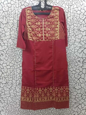 THEWOMENSWEAR Women Floral Print Straight Kurta(Maroon)