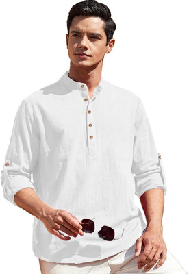 CROWNTAIL Men Solid Straight Kurta(White)