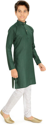 VALAKI Boys Solid Straight Kurta(Green)