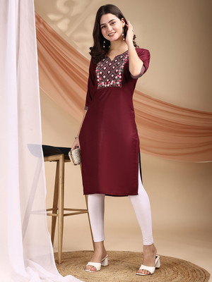 Tzelynn Women Embroidered Anarkali Kurta(Multicolor)