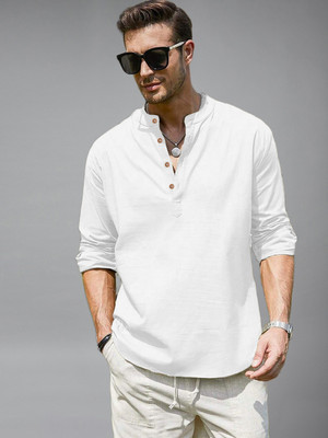 Yugnik Men Solid Straight Kurta(White)
