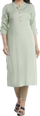 WearCulture Women Solid Straight Kurta(Light Green)