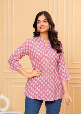 VedaFashions Women Printed Straight Kurta(Pink)