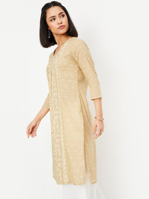 MAX Women Printed A-line Kurta(Beige)