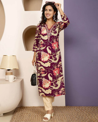 PHFashion Women Printed Straight Kurta(Multicolor)
