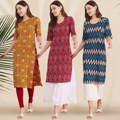 1 Stop Fashion Women Printed A-line Kurta(Multicolor)