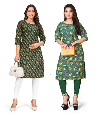 PAYAL POLYESTER Women Printed Straight Kurta(Multicolor)