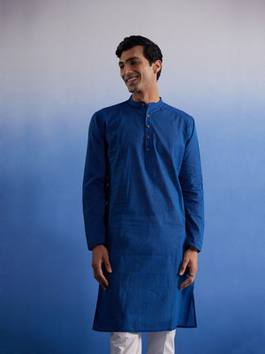 VASTRAMAY Men Solid Straight Kurta(Blue)