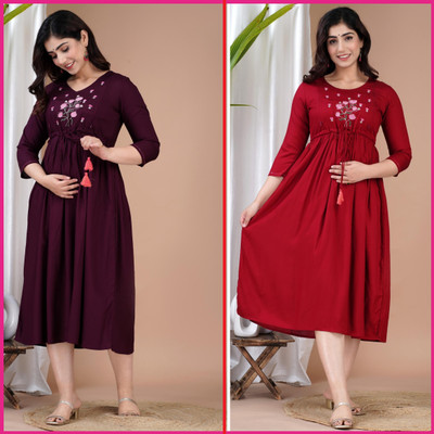 mayraa Women Embroidered Anarkali Kurta(Maroon)