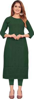 KAYRAAH Women Solid Straight Kurta(Green)