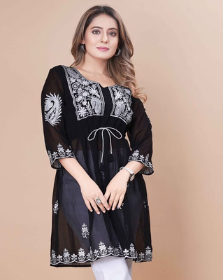NK DESIGN Casual Printed Women Black Top