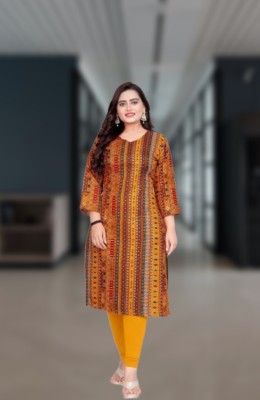 Shyam Fashion Women Printed Straight Kurta(Yellow)