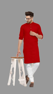 Anuj Fashion Men Solid A-line Kurta(Red)