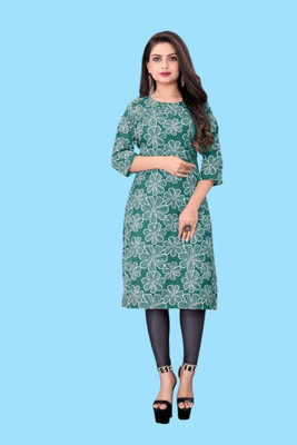 Tulsii Fab Women Printed Anarkali Kurta(Green)