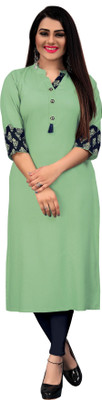Hetsa Women Printed A-line Kurta(Light Green)