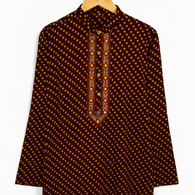 The Good Cloth Men Printed Straight Kurta(Maroon)