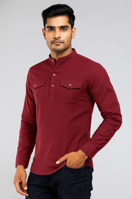 RAREMARK Men Solid Straight Kurta(Maroon)