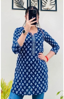 New RJP Craft Women Printed Straight Kurta(Blue)