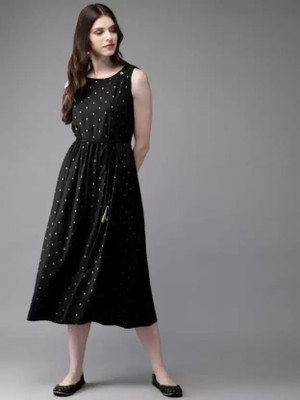 Lamba Creations Women Printed Ethnic Dress Kurta(Black)