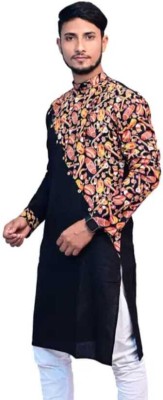 mahata stores Men Self Design Trail Cut Kurta(Multicolor)