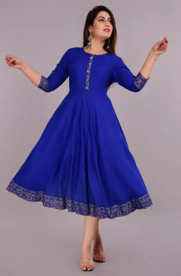 Shunit creation Women Solid Anarkali Kurta(Light Blue)