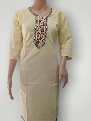 Josh Women Embroidered Straight Kurta(Beige)
