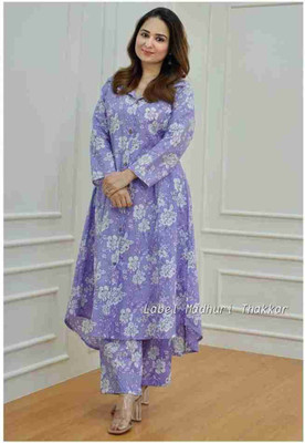 INAYA Women Printed A-line Kurta(Purple)