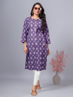 SIMPLYETHNICS Women Printed Anarkali Kurta(Purple)