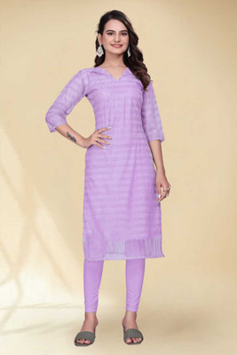 NV CREATION Women Self Design A-line Kurta(Light Green)