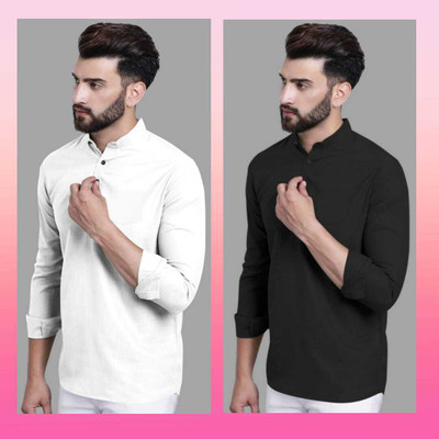 Priya Enterprises Men Solid Straight Kurta(White)
