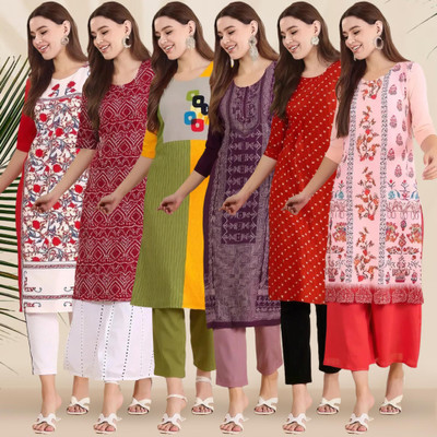 1 Stop Fashion Women Printed Straight Kurta(Multicolor)