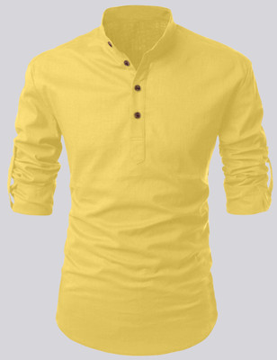 ROYAL SCOUT Men Solid Straight Kurta(Yellow)