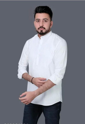 GUYS HUBB Men Solid Straight Kurta(White)