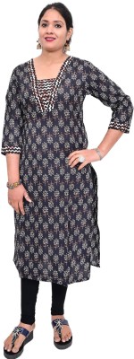 JAY'S ALONE FASHION Women Printed Straight Kurta(Dark Blue, Brown, White)