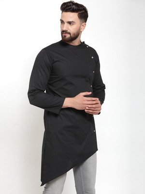 Moda Rapido Men Solid Straight Kurta(Black)