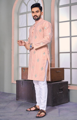 FOXDX Men Embellished A-line Kurta(Multicolor)