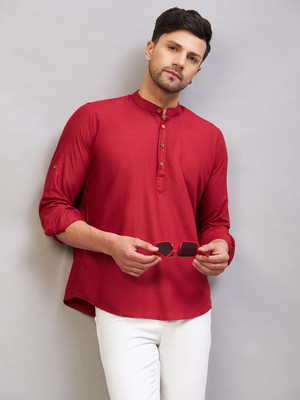 VASTRAMAY Men Solid A-line Kurta(Maroon)