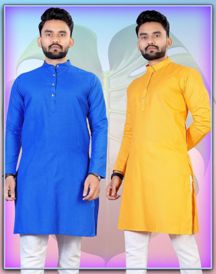 Flossy Men Solid Straight Kurta(Multicolor)