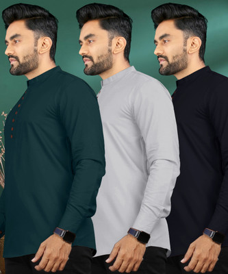 ISHQY Men Solid Straight Kurta(Multicolor)
