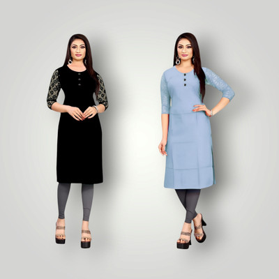 Coft Women Solid Straight Kurta(Multicolor)